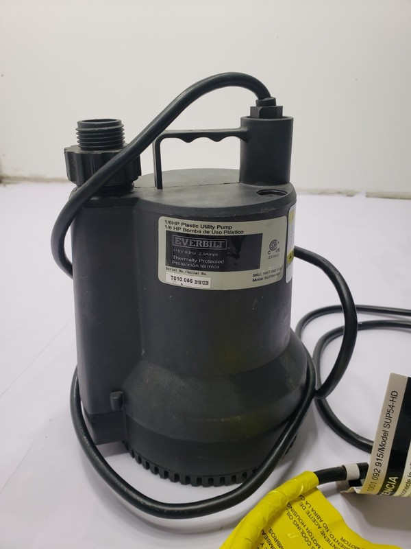 Everbilt 1/6 HP Plastic Utility Pump Model SUP54-HD 115V 60Hz 2.9 Amps Tested gallery