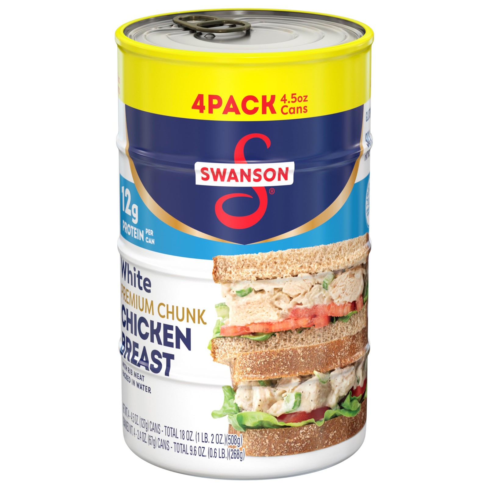 Swanson White Premium Chunk Chicken Breast with Rib Meat 4.5 oz (Pack of 4) gallery