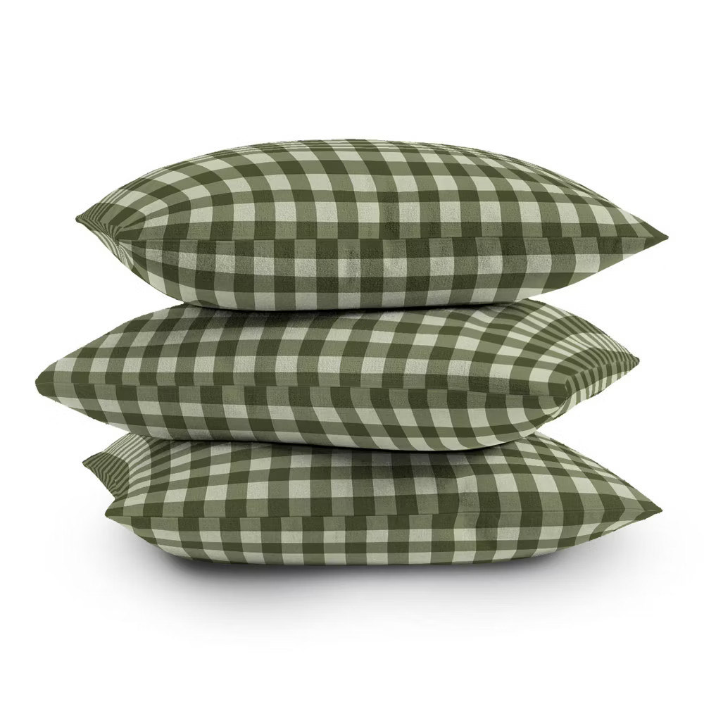 16" x 16" Colour Poems Gingham Pattern Moss Outdoor Throw Pillow Green gallery