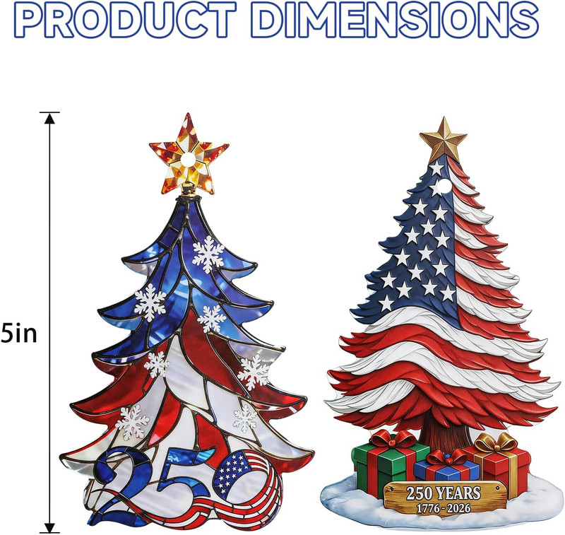 2Pcs Christmas Tree Decorations，250Th Anniversary Decoration in the United State gallery