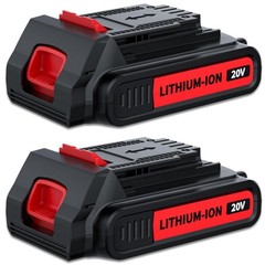 2PACK 20V Lithium-ion Battery Replace / Charger for BLACK DECKER 20 Volt LBXR20