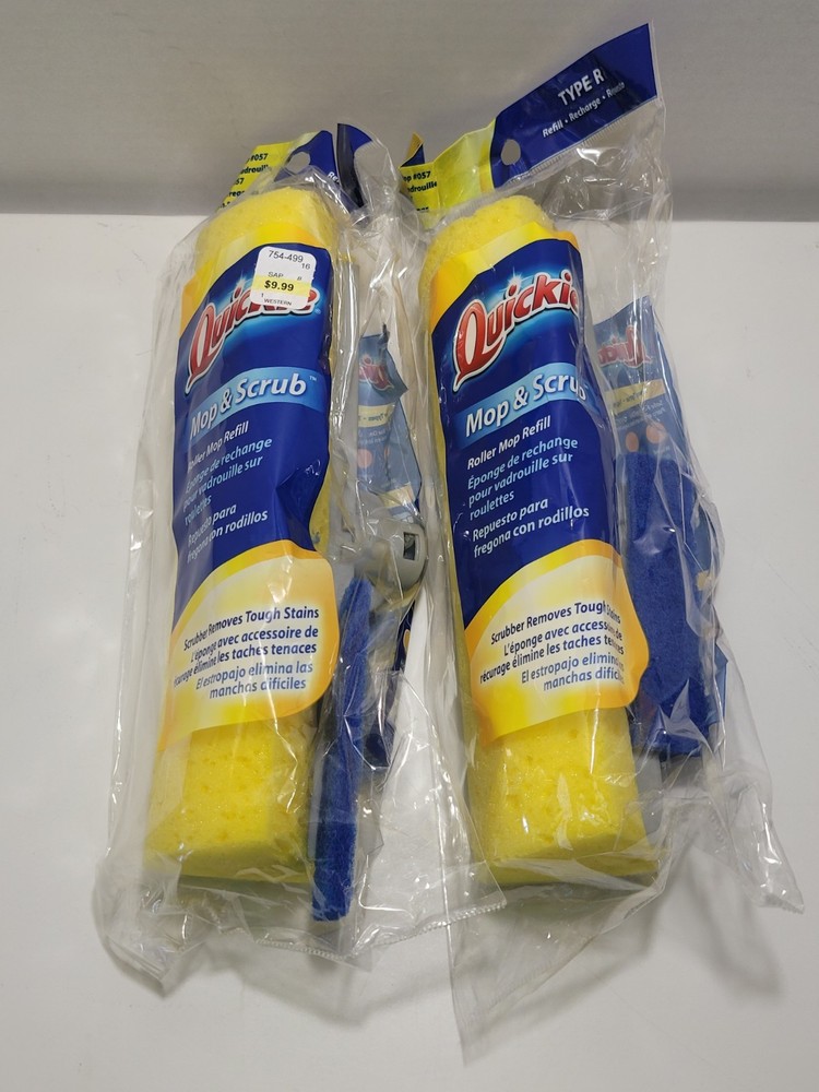 2 Quickie Mop & Scrub Roller Mop 0572 Refills Type R Fits Mop #057 New Sealed