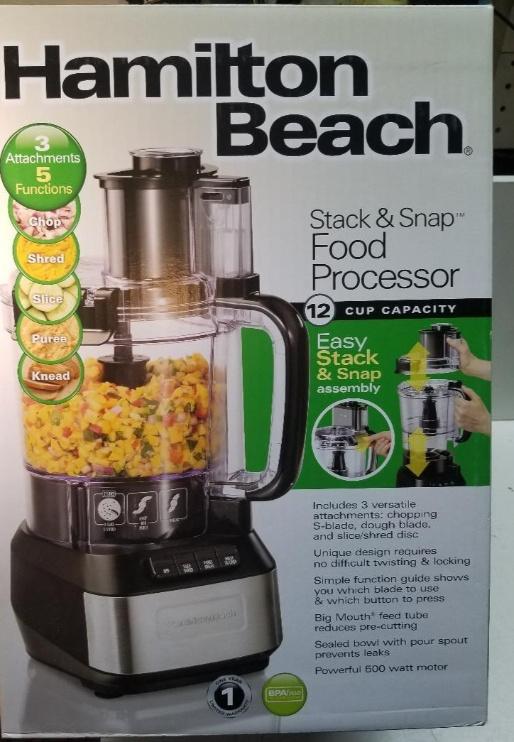 NEW Hamilton Beach Stack & Snap Food Processor 12cup Capacity #70727 SEALED! gallery