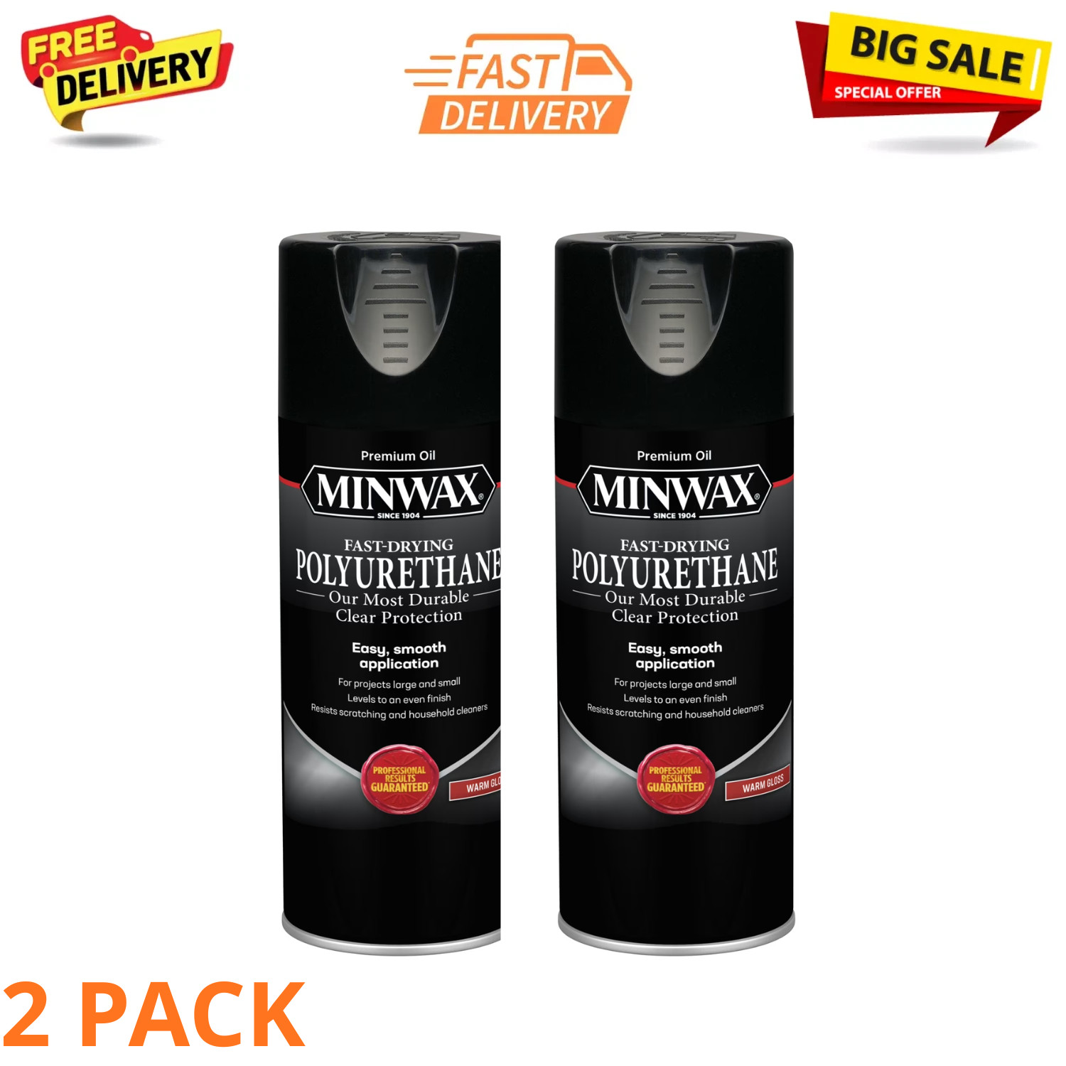 Fast-Drying Polyurethane Spray, Gloss, Clear 11.5 oz - Durable Protection, 2PACK gallery