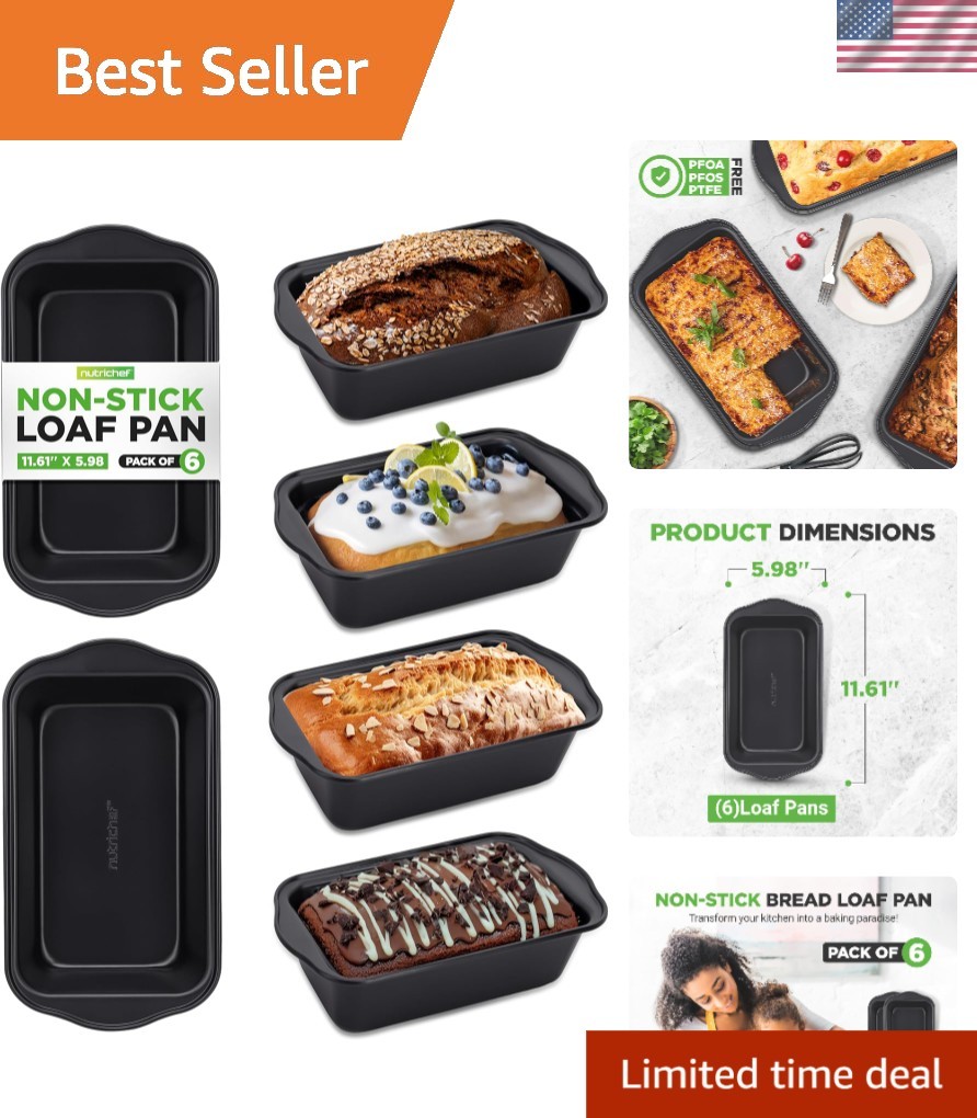 Oven Safe Loaf Pans Set - 6 Non-Stick Carbon Steel Baking Pans for Easy Cleanup gallery