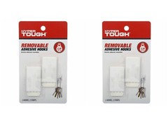 [2X] HyperTough Medium Removable Square Hooks 2-Pk W/Adhesive Strips 2 lb. [B53]