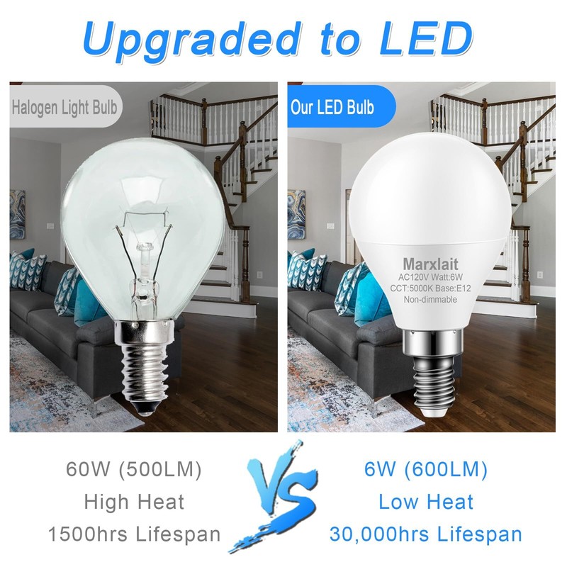8 Pack E12 Ceiling Fan Light Bulbs 60W Equivalent Daylight White 5000K Sma gallery
