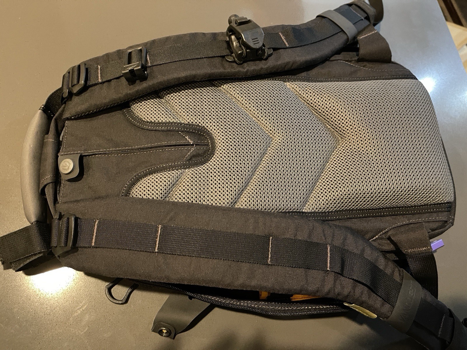 Northface Backpack Black Exterior With Orange Interior 5