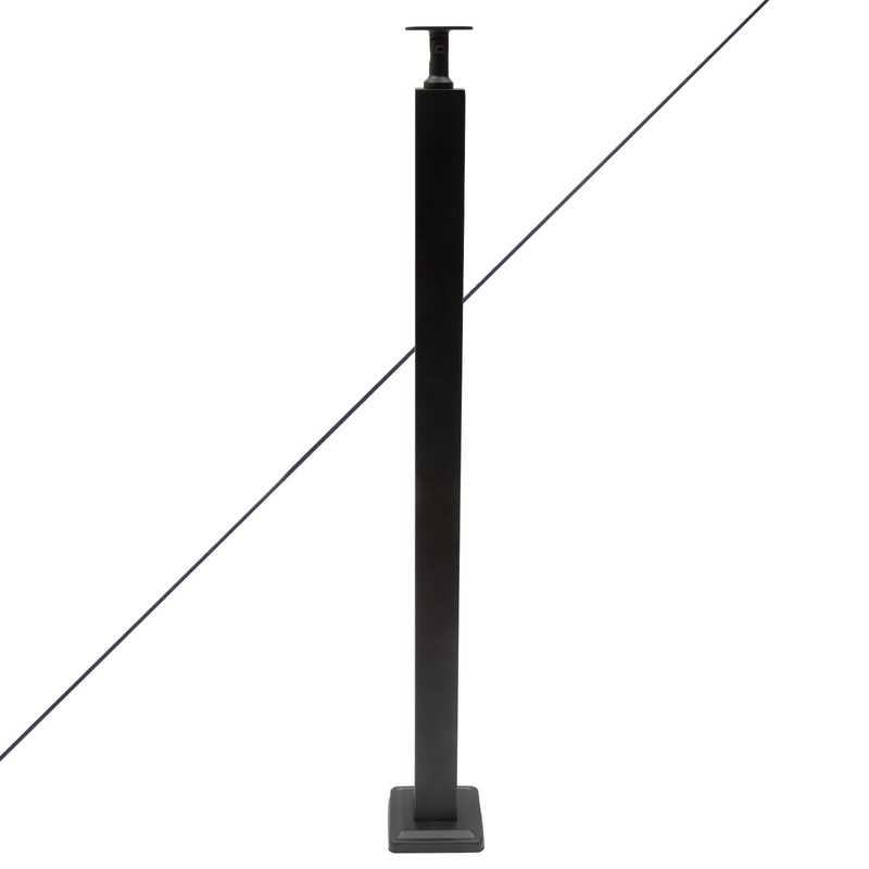 Level drilled Cable Railing Post 36"x2"x2"(Post Body 33") Stainless Steel Black gallery