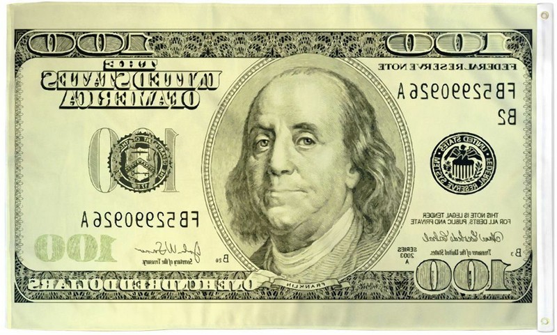 "HUNDRED DOLLARS" flag 2x3 ft polyester banner sign $100 money cash dinero gallery
