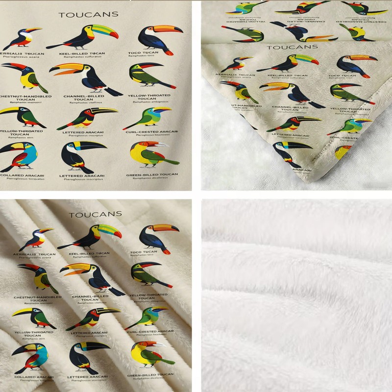 Toucan Pattern Flannel Blanket Soft Cozy Tapestry Napping Travel Use gallery