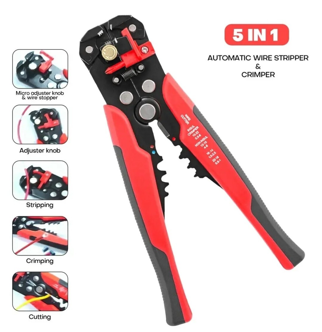 5 In 1 Automatic Wire Stripper Crimper Cable Cutter Plier Terminal Tool 10-24AWG gallery