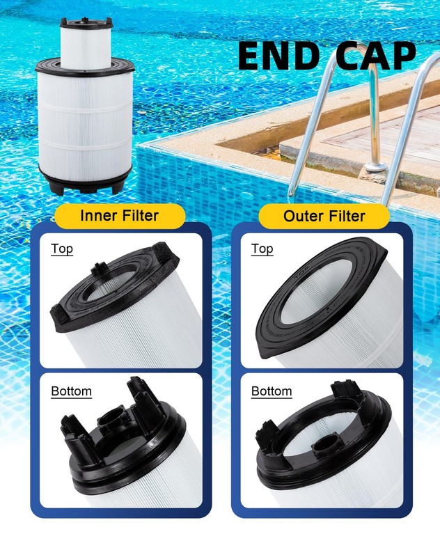 Pool Filter Cartridge Inner Outer Set Replacement 100sqft 200sqft Black gallery