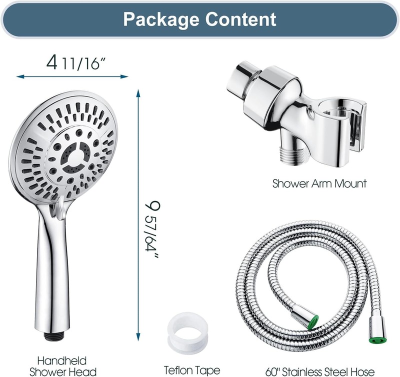 High Pressure 9 Spray Settings Handheld Shower Head Set PSS9900-01 gallery