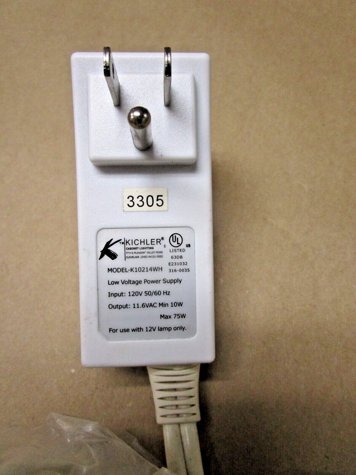 (1) Kichler 10214 WH Lighting Transformer Plug in transformer 12V 75W gallery