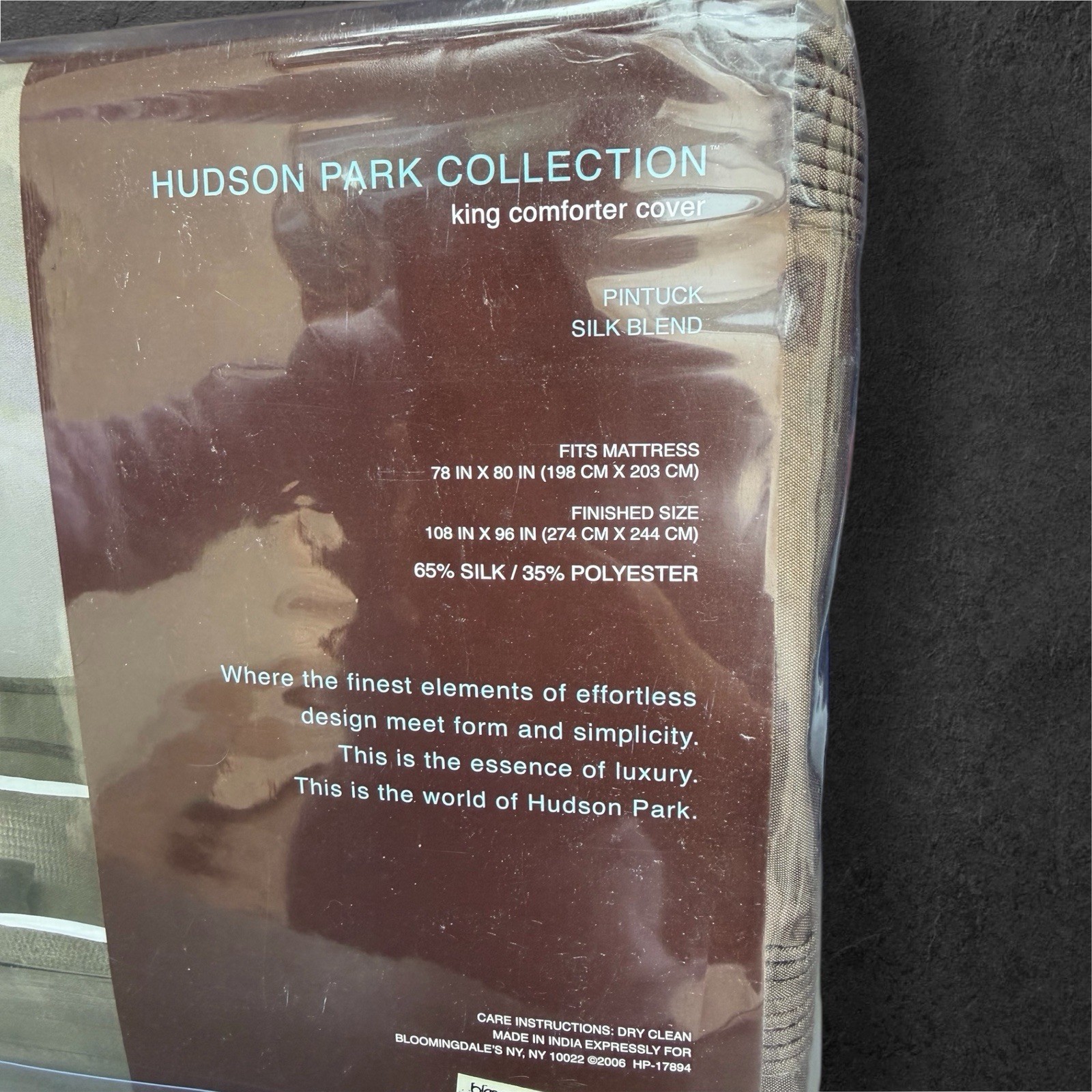 NEW Hudson Park Collection King Comforter Cover SILK Blend Brown 108”x96” gallery