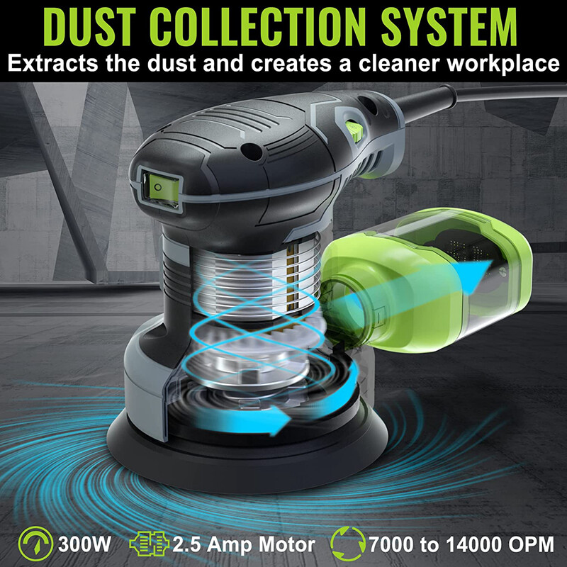 WORKPRO 5" Random Orbit Sander 6 Variable Speeds Sander 7000 to 14000 RPM 2.5Amp gallery