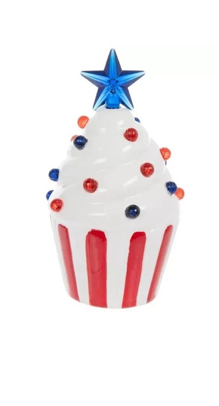 ❤️🤍💙NWT Light Up Ceramic Americana Cupcake Set gallery