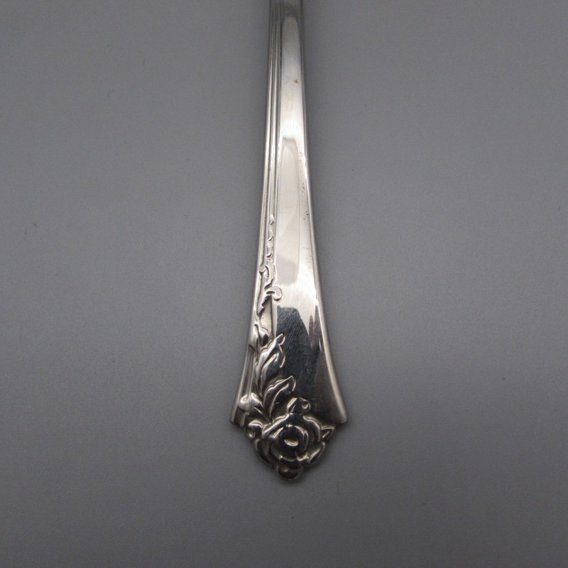 Oneida DAMASK ROSE Stainless Flatware Slotted Serving Spoon CUBE USA gallery