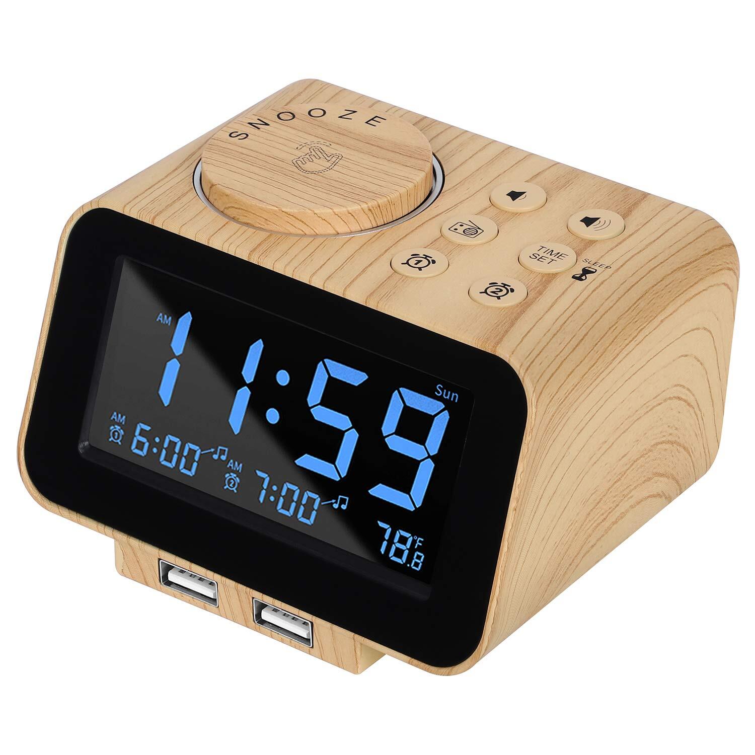 Digital Alarm Clock Radio - 0-100% Dimmer, Dual Alarm with Weekday/Weekend Mode gallery