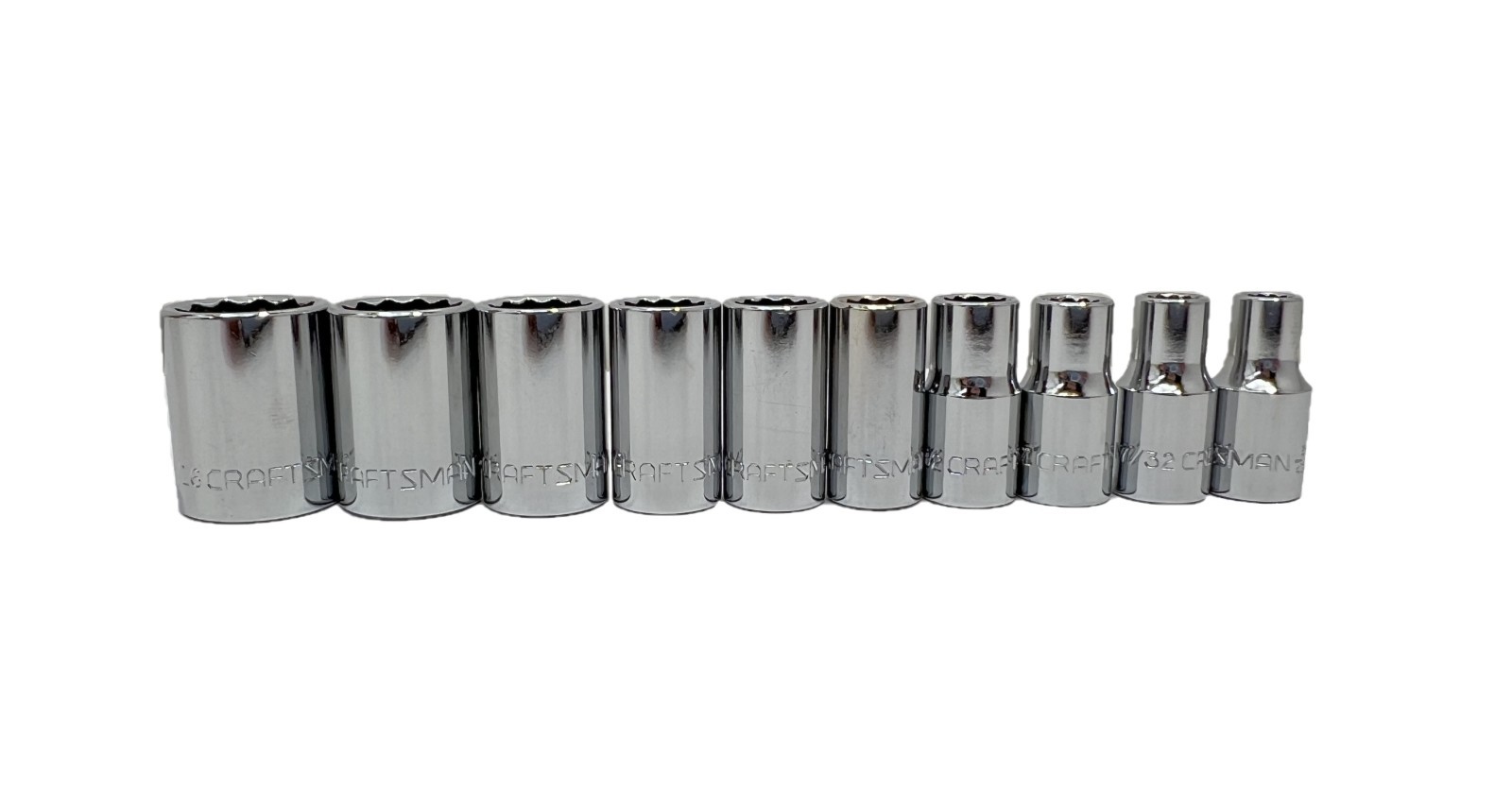NEW CRAFTSMAN 10 pc 1/4 INCH DRIVE STANDARD SAE 12 POINT SHALLOW SOCKET SET gallery