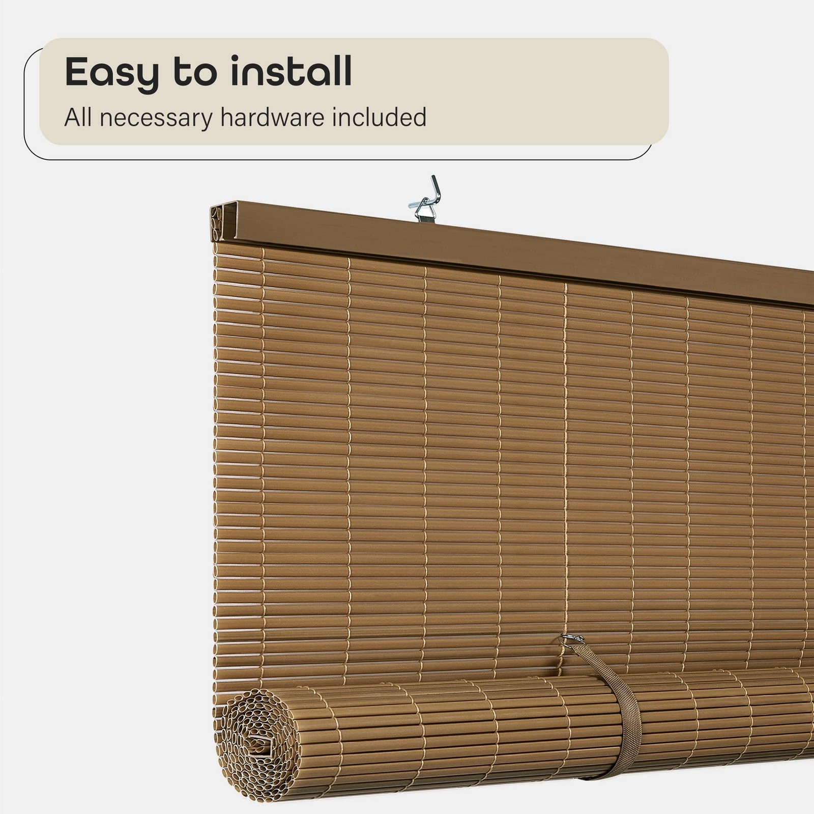 Cordless Solstice Vinyl Roll-Up Blind - 30 Inch Width, 30"W x 72"H, Woodtone gallery