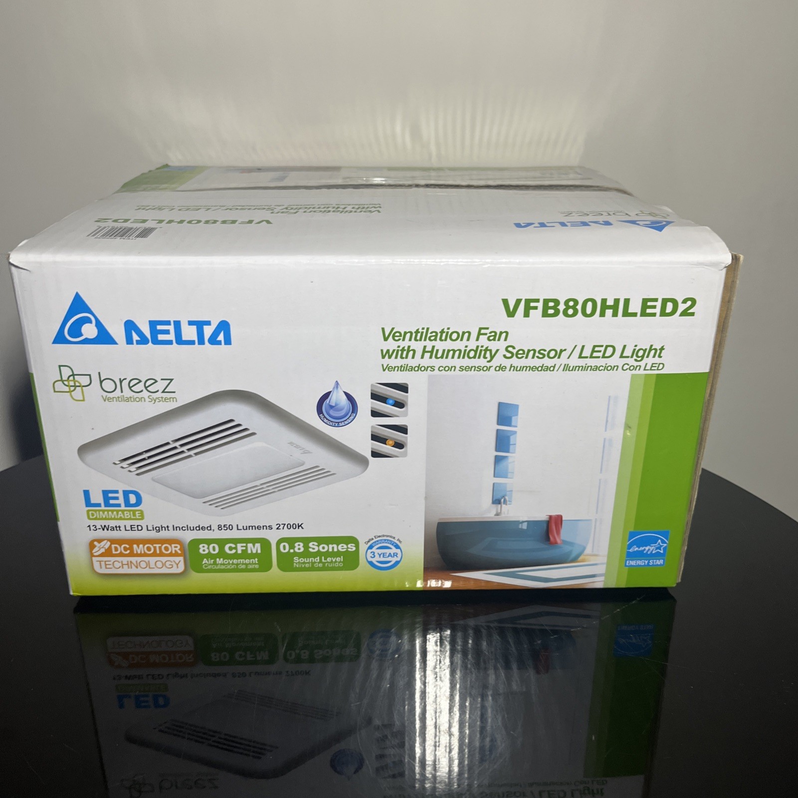 NIB Delta Breez Bath Ventilation System / Humidity Sensor/ LED Light VFB80HLED2 gallery