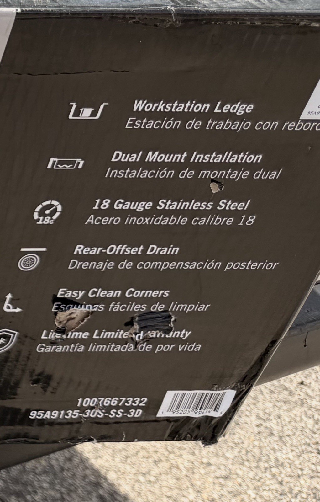 Delta Emery Dual Mount Workstation Ledge SS Single Bowl Sink 30x22 Grid gallery