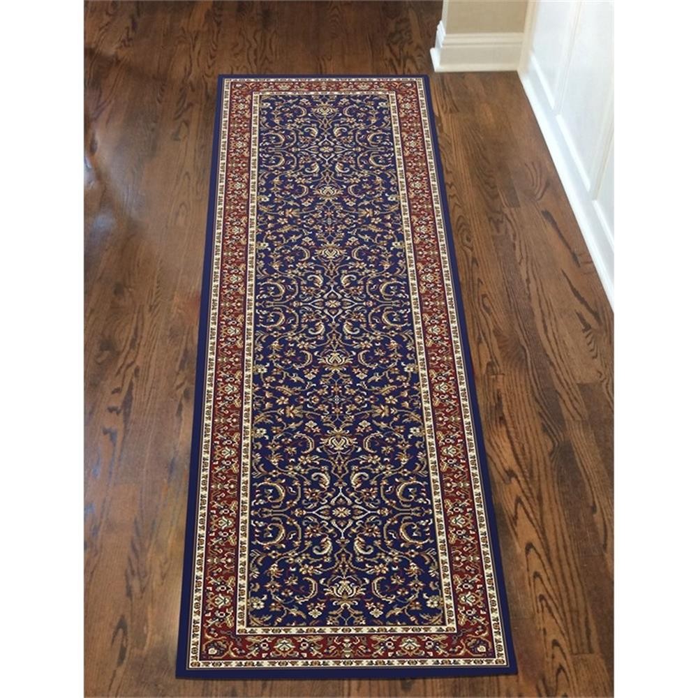 Pemberly Row Traditional 2'2" x 8' Rectangular Fabric Rug in Navy gallery