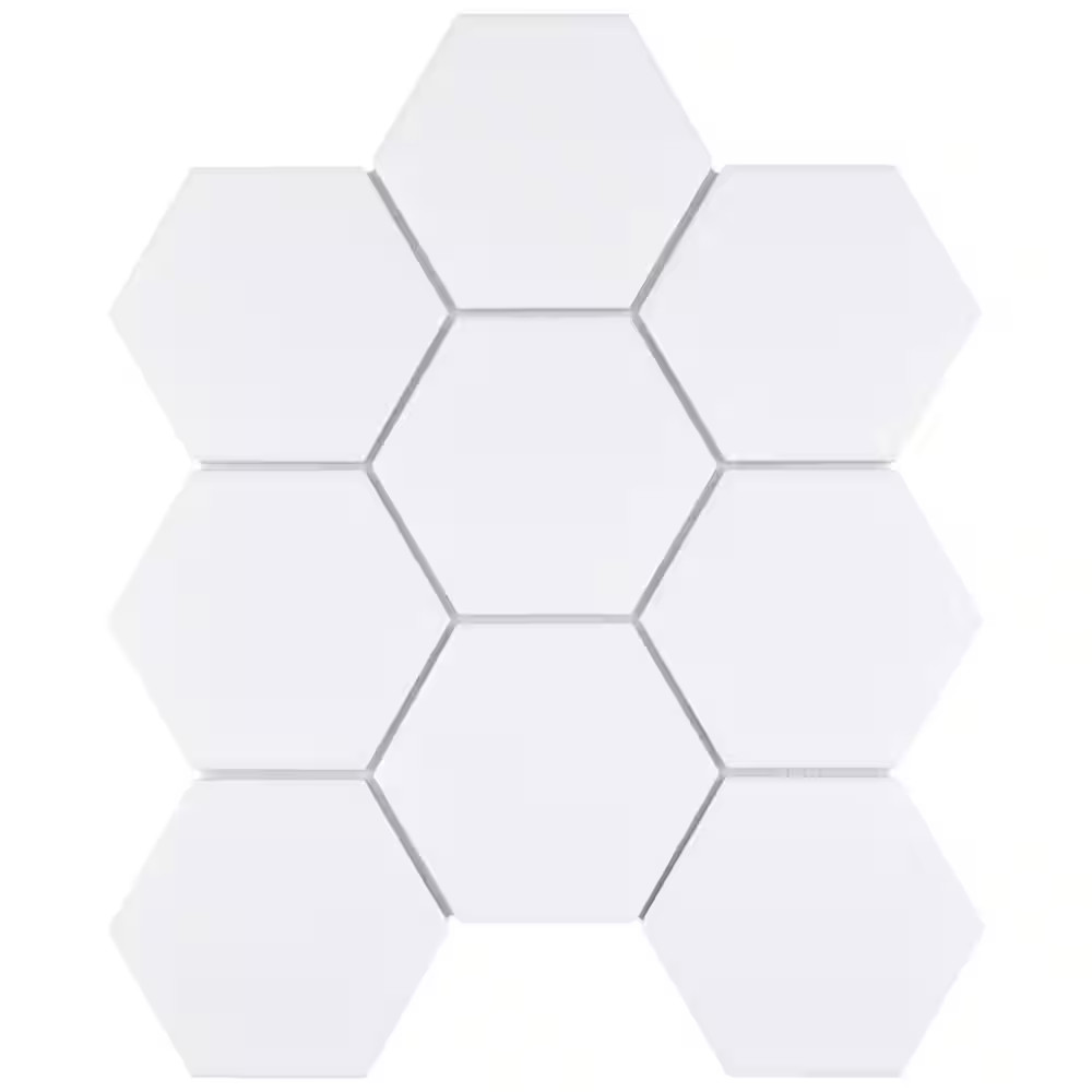 Metro Super 4 In. Hex Matte White 10 In. X 11-1/2 In. Porcelain Mosaic Tile (8.2 gallery