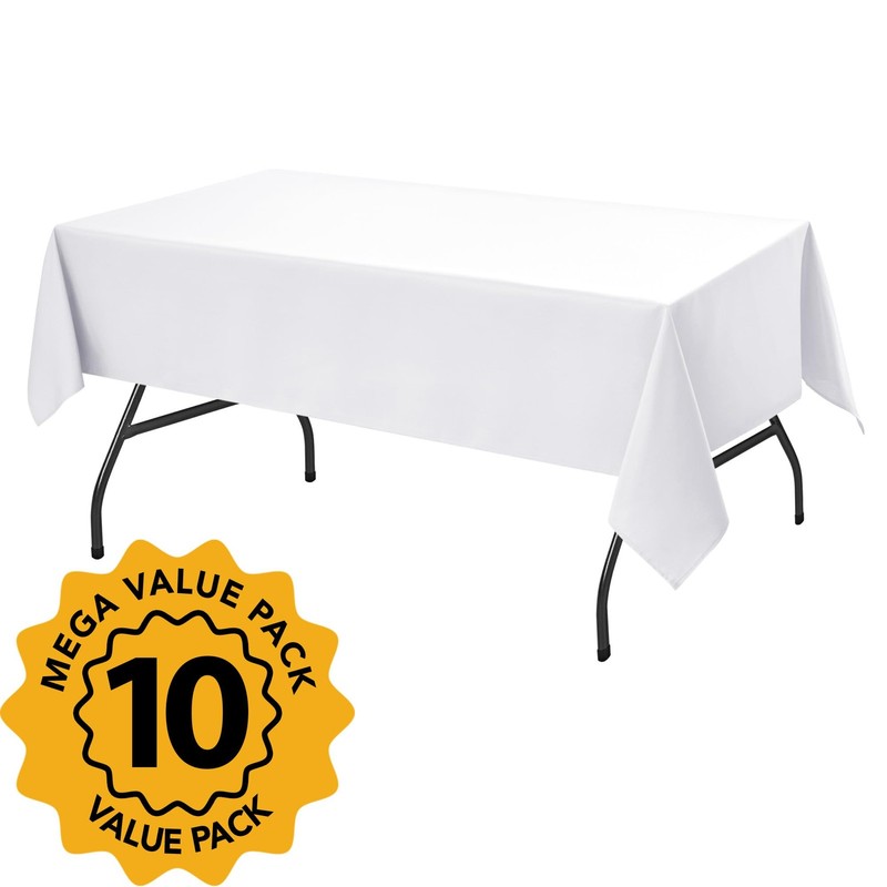 10-Pack White Tablecloths for Rectangle Tables, 60 x 102 Inches, Stain-Resist... gallery