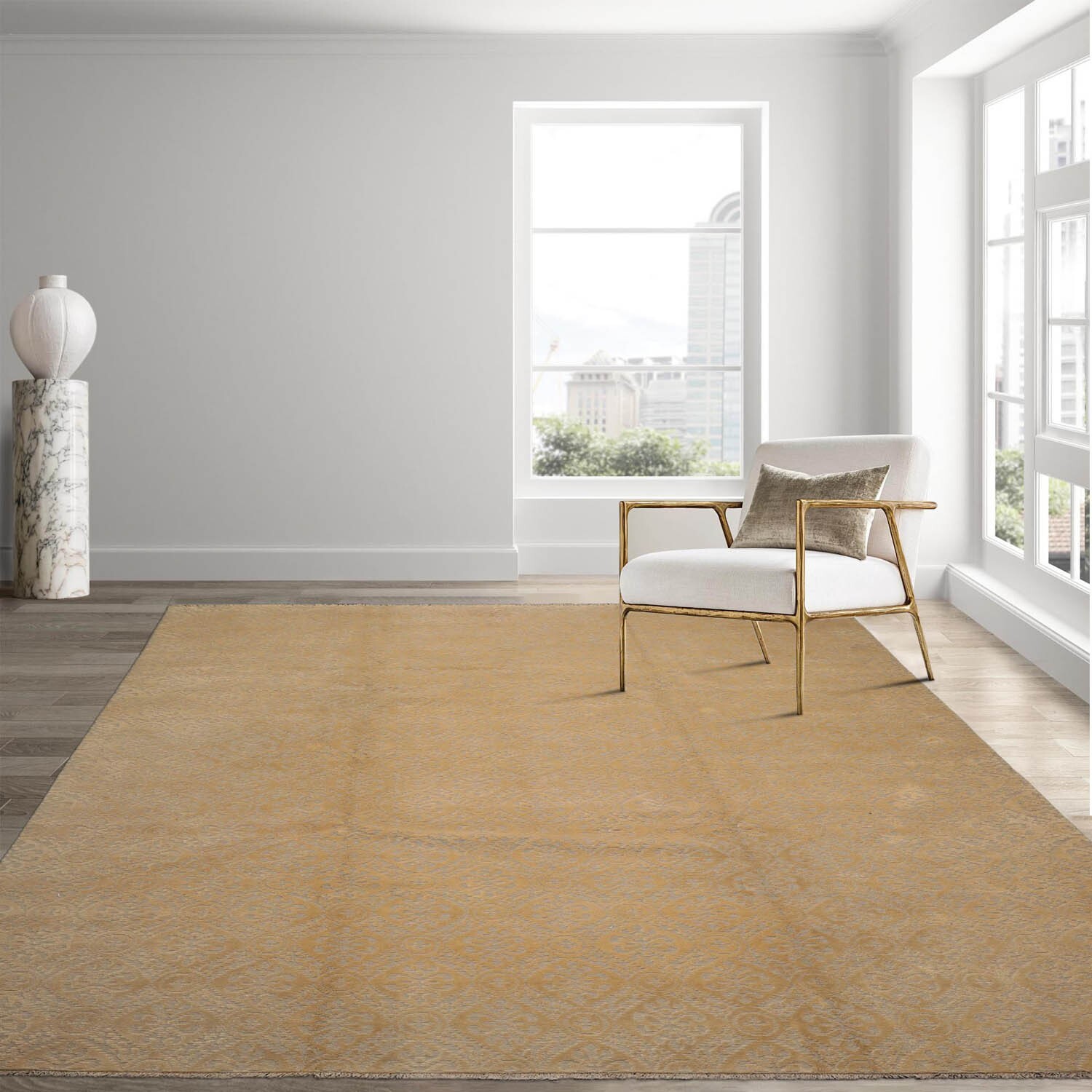 Mark Philips Hand Knotted Wool Loop & Cut High Low Pile Tibetan Area Rug 9'x12' gallery