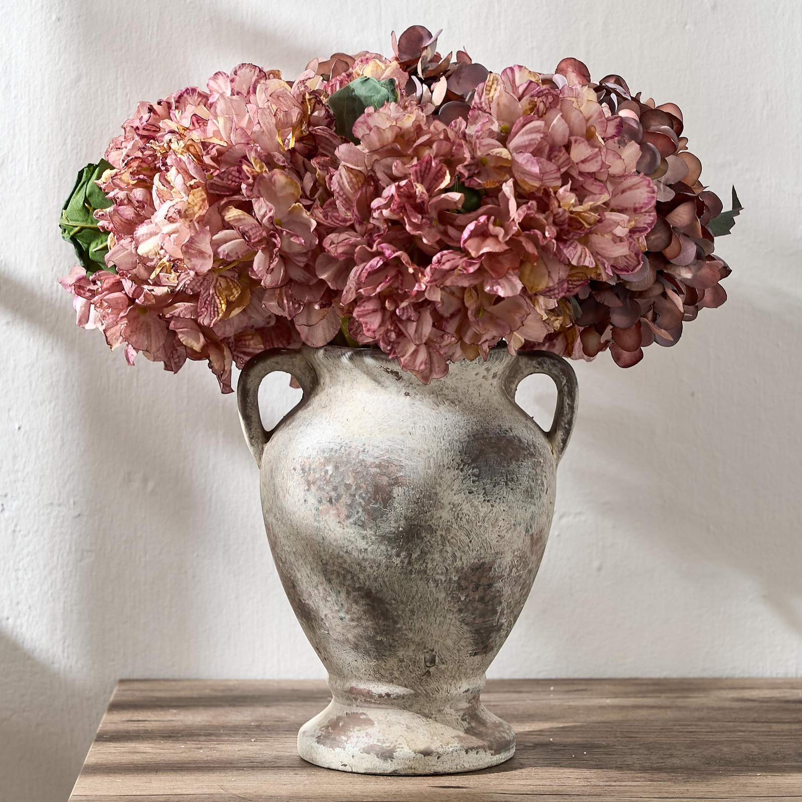 PORCER Ceramic Rustic Flower Vase with Handles, 8.46 Inch Tall Vintage Pottery H gallery