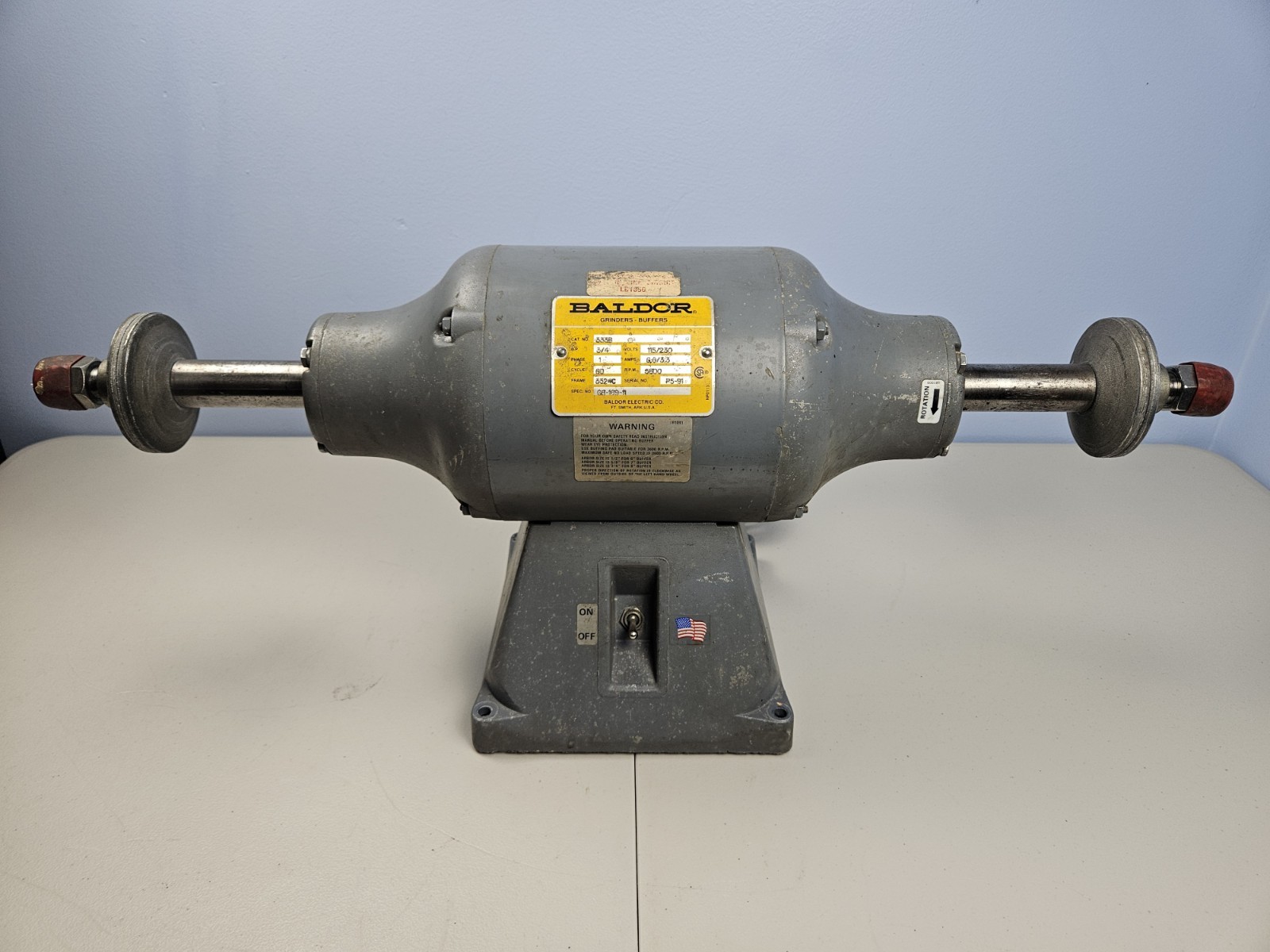 Baldor 333B 8" Bench Buffer Grinder 3/4HP 3600RPM 115/230V 1PH 60HZ USA Made gallery