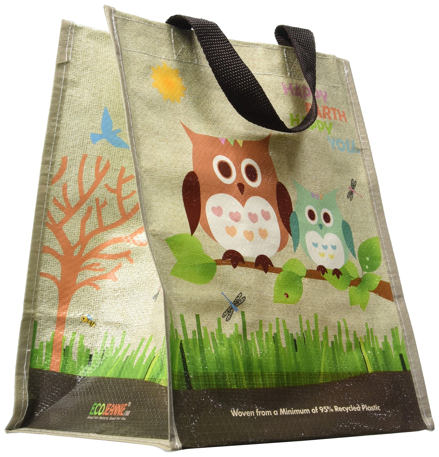 (5 Pack) Laminated Mini Woven Reusable Grocery Shopping Bags, made with a min... gallery