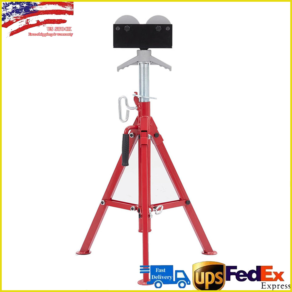 Portable Roller Tripod Pipe Jack Stand Adjustable Height 28-52" 1/8"-12" 2500LBS