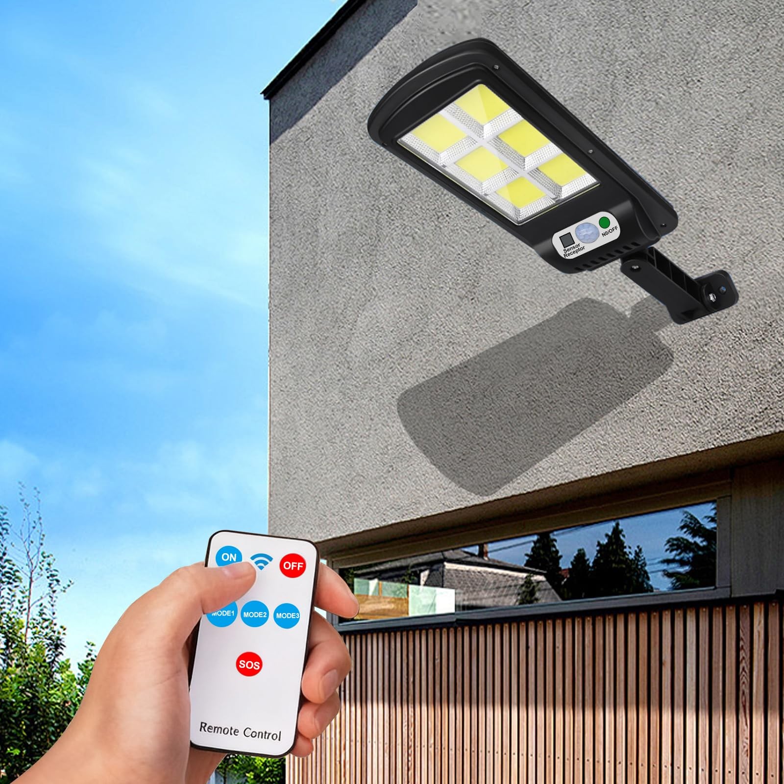 4 Pack 120 LED Solar Security Lights Outdoor, Motion Sensor with Remote Contr... gallery