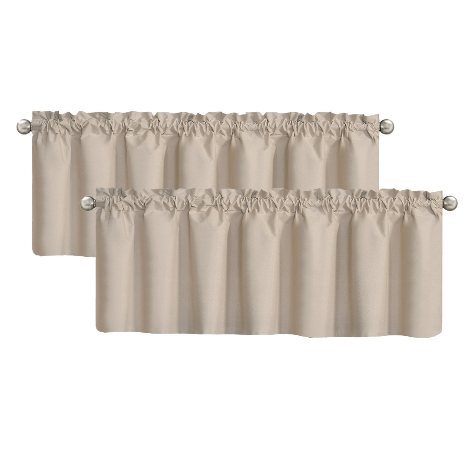 Blackout Window Valance Rod Pocket Curtains, Window Treatment 2 Panels, 39x20in gallery