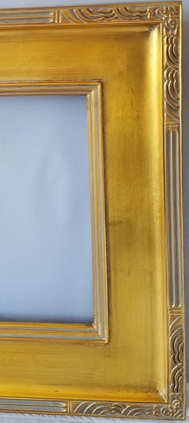3-3/4 Alizee Deco Embossining corners,Slight Scoop,Gold Panel Wood Frame 8 x10 gallery