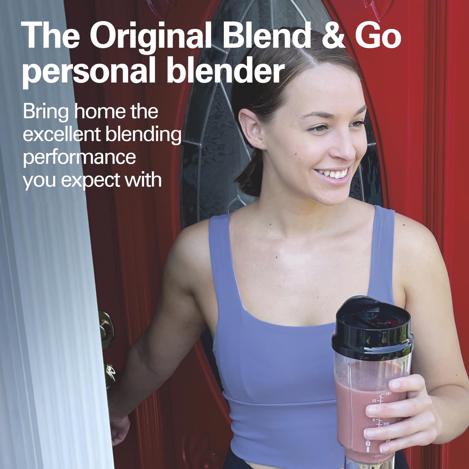 Protein Shake Blender for Smoothies and Frozen Fruits, 14 Oz Travel Cup with Lid gallery