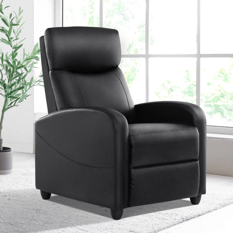 SMUG Black Single Sofa Comfortable Recliner Adjustable Reclining for Lounge gallery