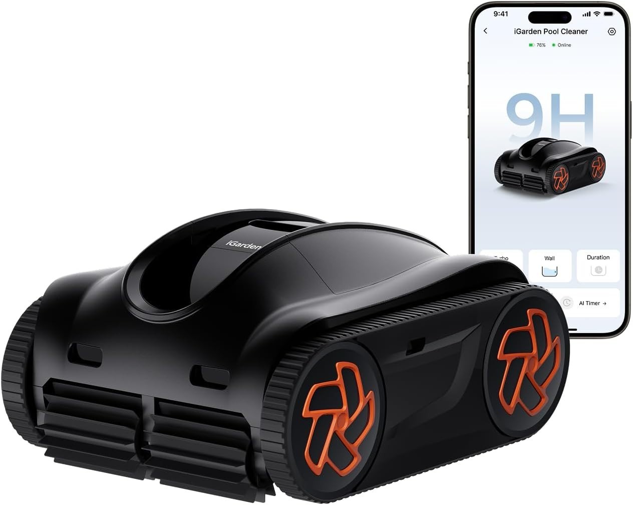 iGARDEN 9H Runtime Cordless Robotic Pool Cleaner Wall Climbing Waterline gallery