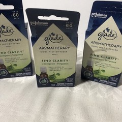 GLADE AROMATHERAPY Cool Mist Oil Diffuser Refill CLARITY Lemongrass Bergamot X 3