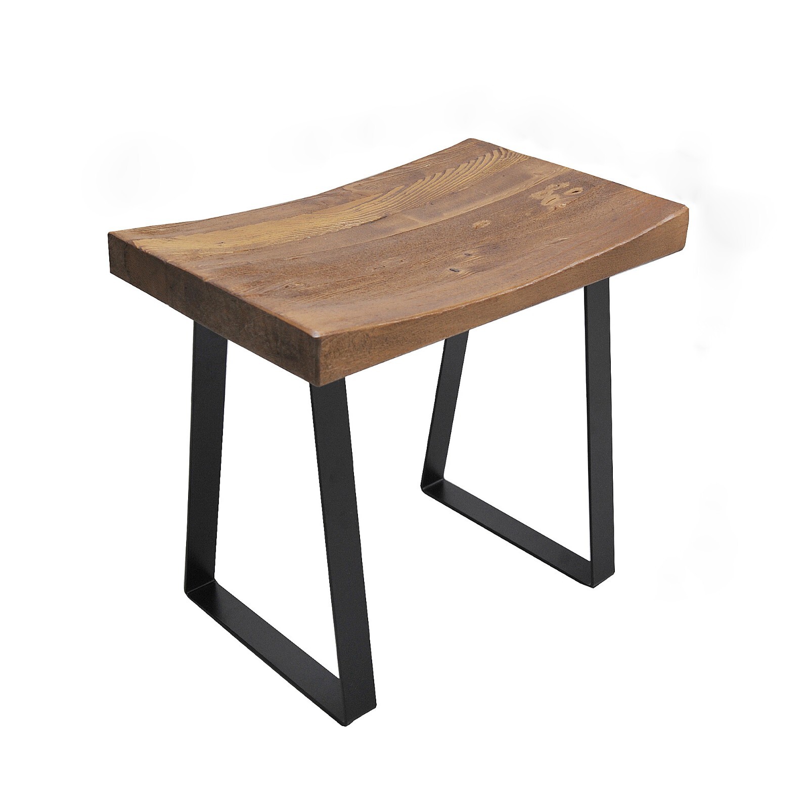 GREENAGE Rustic Old Pine Wood Bench with Metal Legs 19"L x 12" W x 17" H gallery