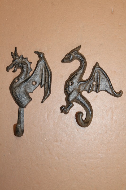 2-DRAGON WALL HOOKS,mythical,folklore, Medieval style,Gothic decor gallery