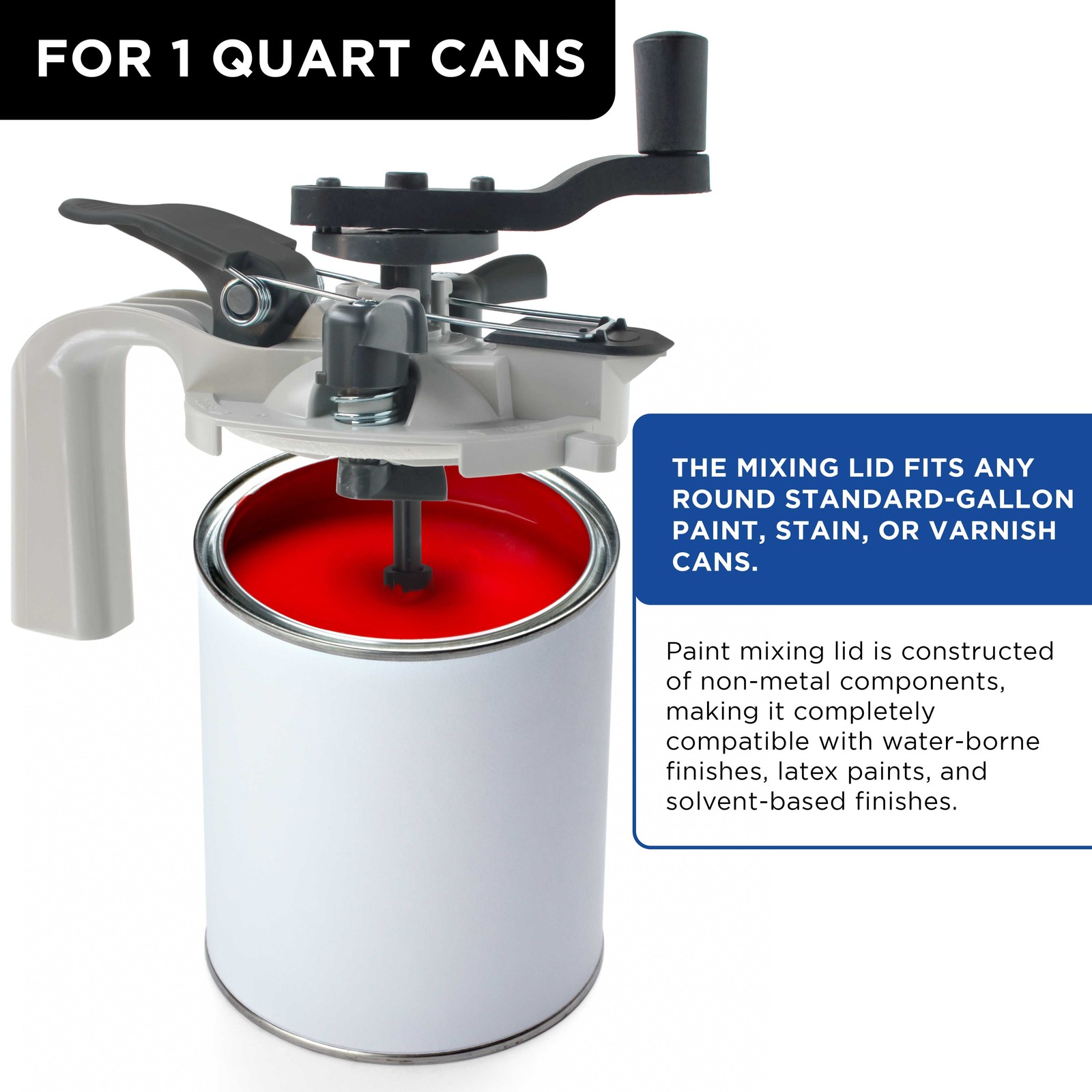 6 Pack Paint Can Mixing Lid & Pouring Spout, 1 Quart Size, Stirring Mix Blade gallery
