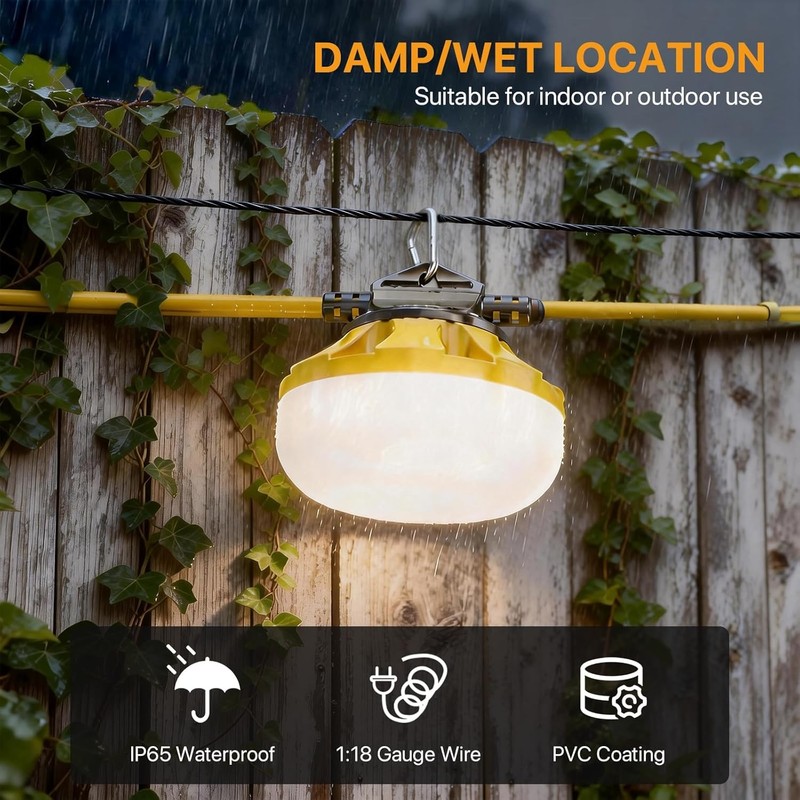 LED Construction String Lights: 50FT IP65 Waterproof ETL Certified Crawl Space L gallery