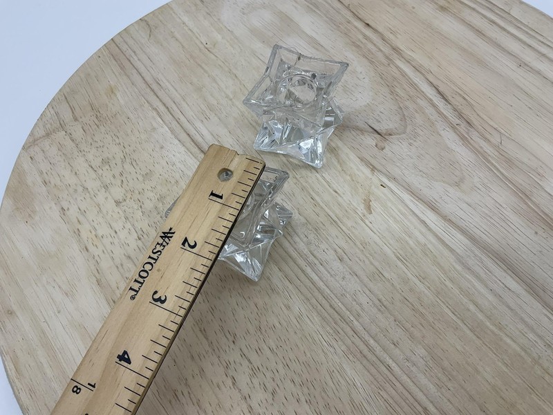Clear Lead Crystal Candlestick Holders Set Of 2 Taper Candle USA Decor Tabletop gallery