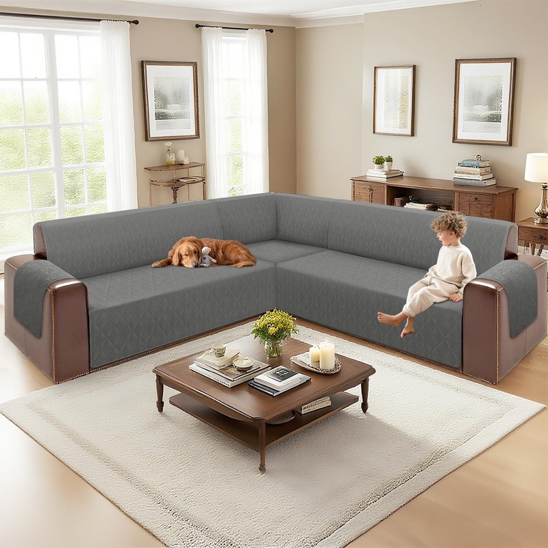 Corner Sectional Couch Covers L Shape Sofa Covers Washable Reversible Couch C... gallery