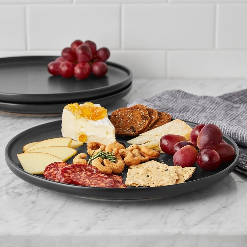 4-Pack Matte Black Stoneware Dinner Plates Set of 4 gallery